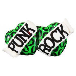 Punk Rock Double Heart 2 Finger Ring Green Leopard